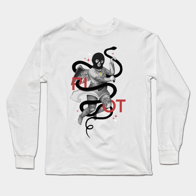 Tattooed Riot angel with snake Long Sleeve T-Shirt by Meakm